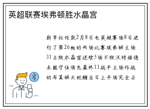 英超联赛埃弗顿胜水晶宫